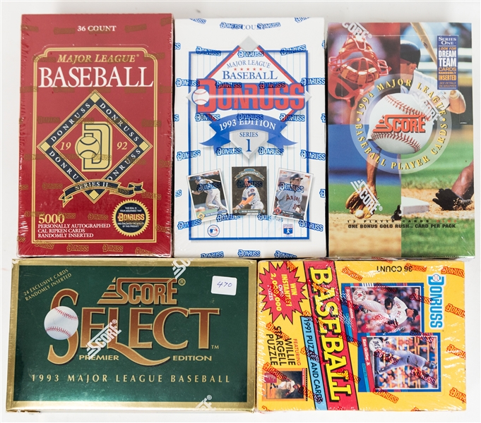 Lot of (5) Sealed Baseball Wax Boxes w. a 1993 Score Select Baseball